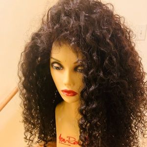 Previously worn 180% Brazilian Curly  Lace Front Human Hair Wig 22 inches long